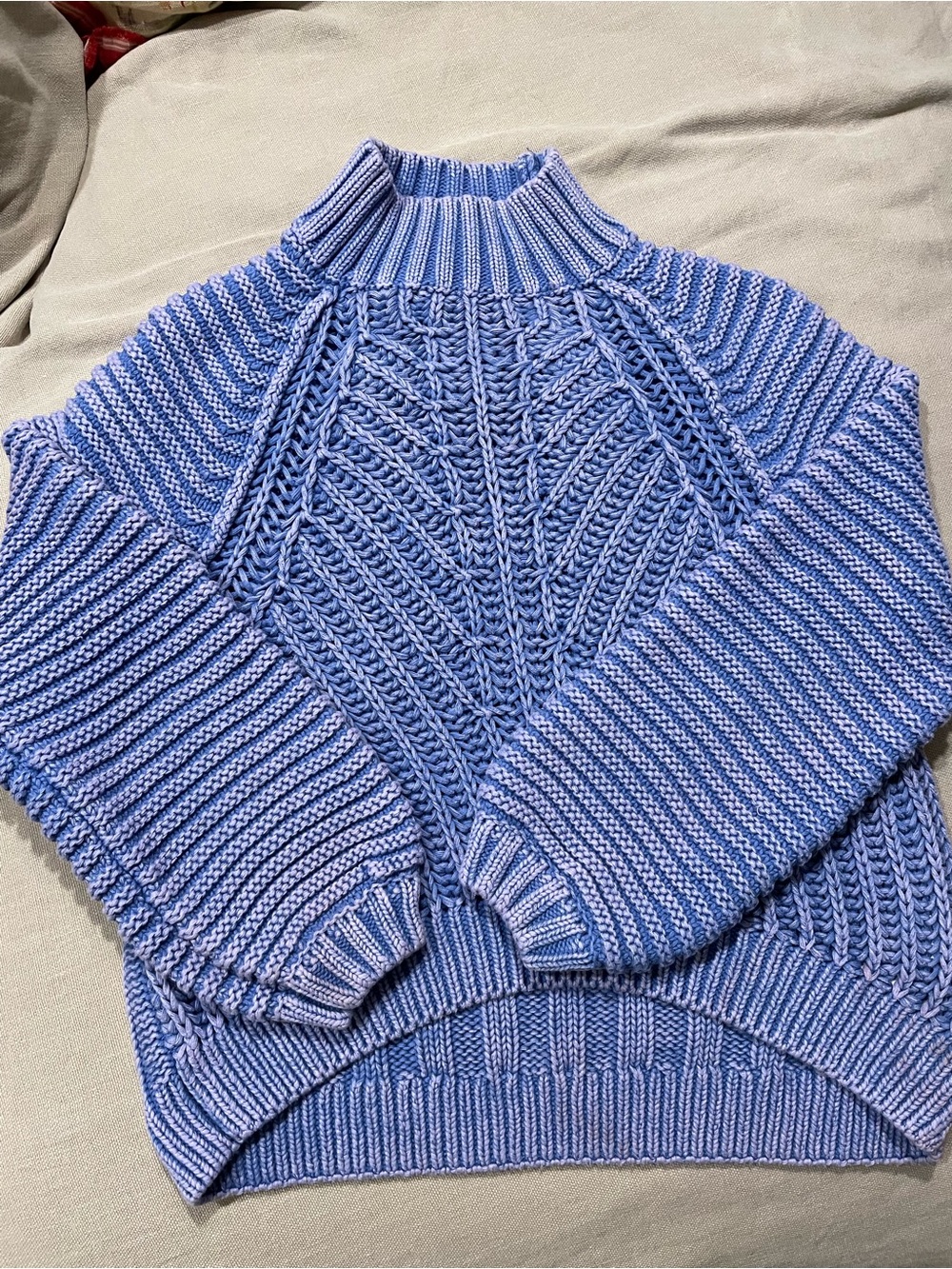 Title: Free People Purple Blue Marled Chunky Knit Mock Neck Sweater Size Small